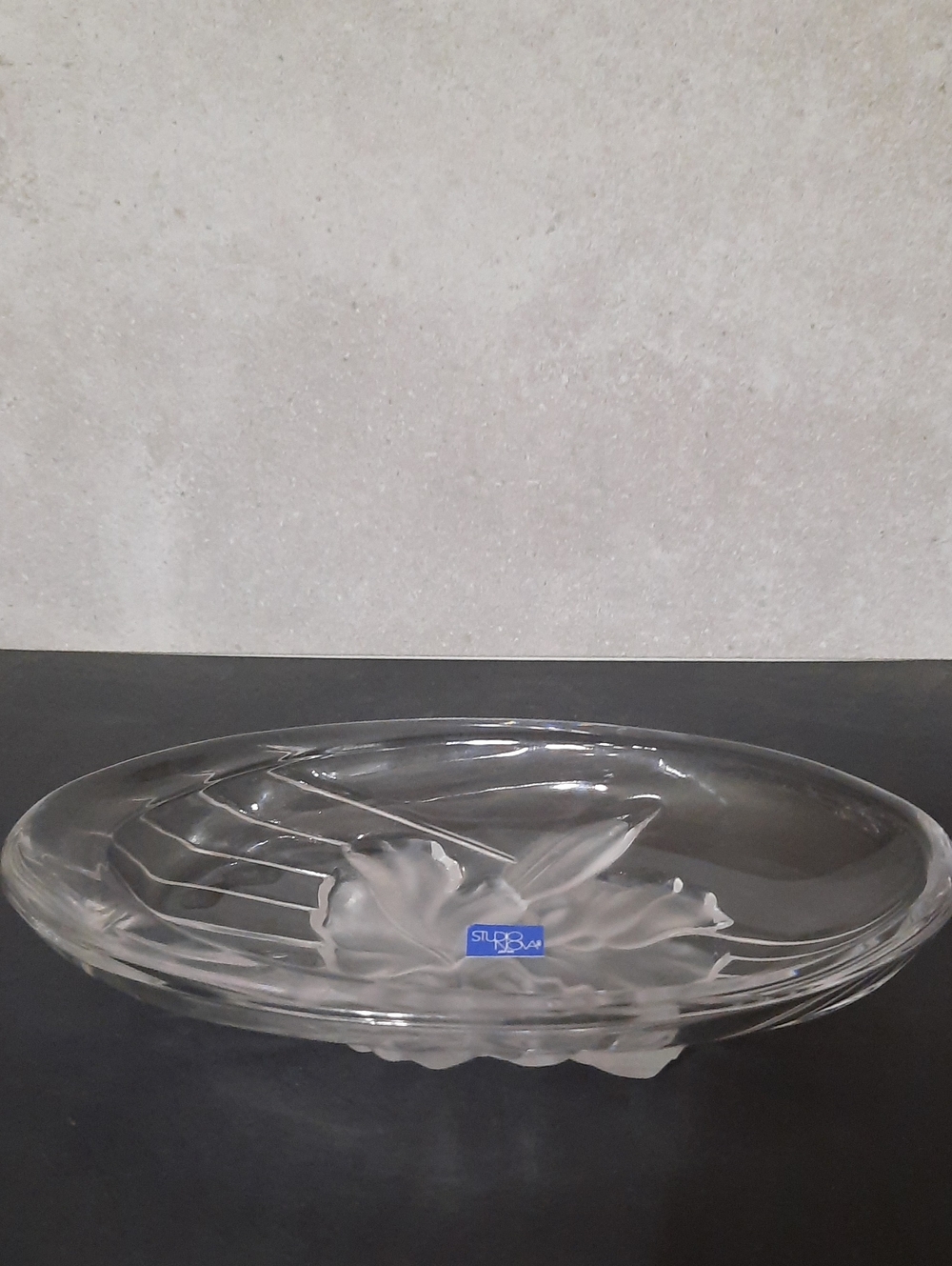 Studio Nova Iris Delight Oval Clear Frosted Floral Glass Dish
